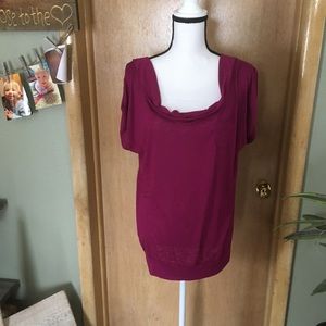 1X Derek heart plus top w/cowl neck & back zipper